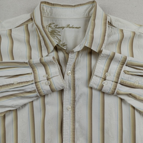 Tommy Bahama Other - Tommy Bahama Mens Silk Blend Striped Long Sleeve Dress Shirt FLAW - Size XL